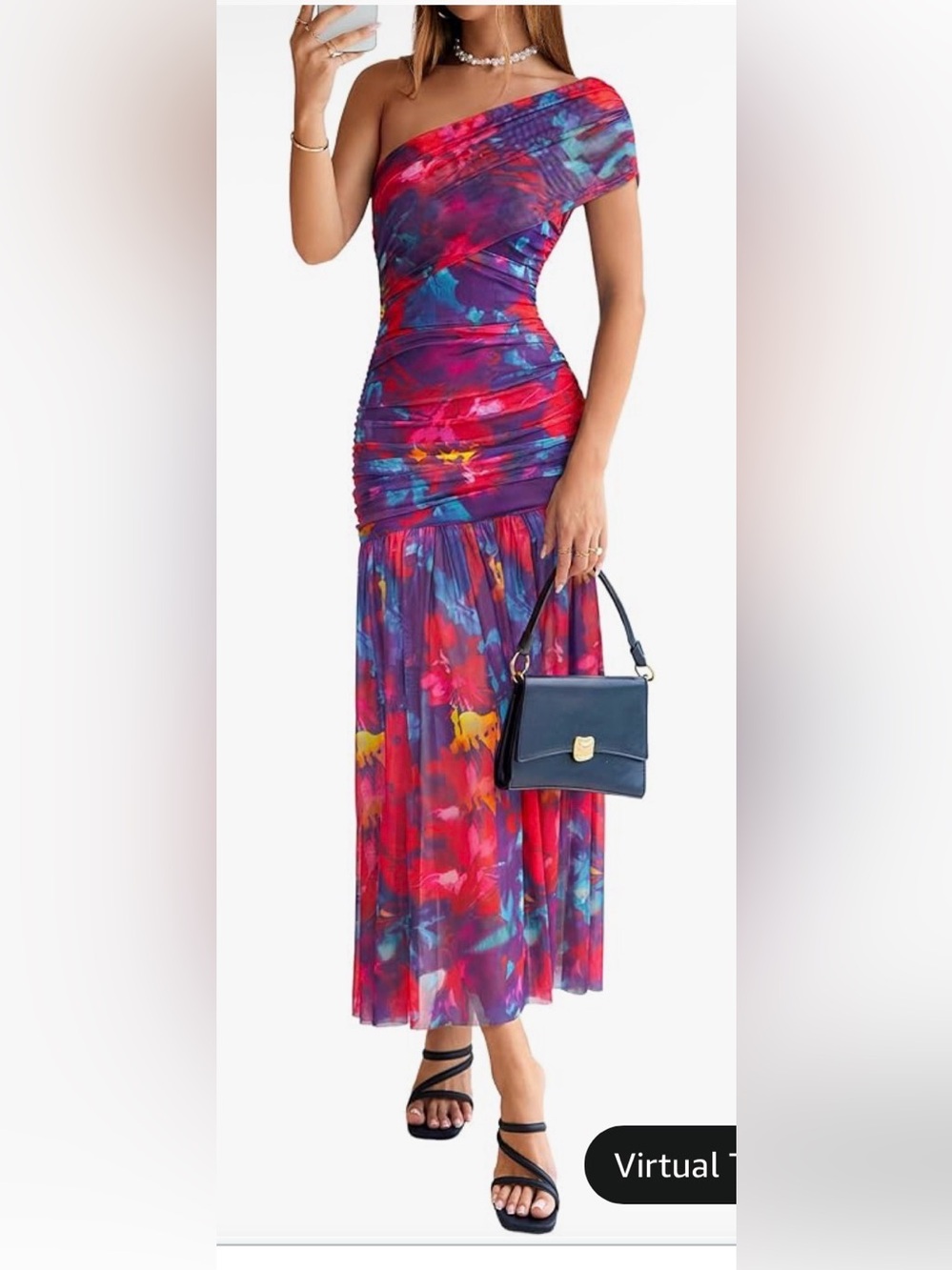 Simplee Womens One Shoulder Floral Maxi‎ Dress Summer M